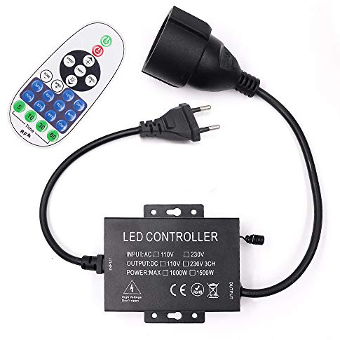 HEGEHE - Regulador Universal de 220 V, Regulador Intensidad, Mando a Distancia RF de 23 Teclas + Controlador de 1500 W, Modelo General para Tira LED de 220 V, Bombillas LED/Luz Artificial