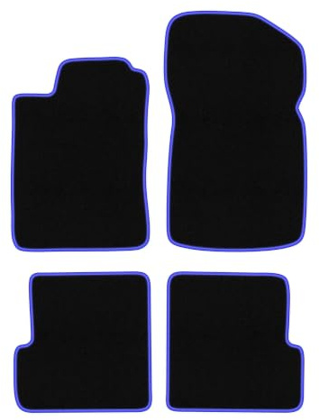 Wielganizator Alfombrillas de Coche para Renault Megane I Cabrio, Coupé 1995 – 2002 – Terciopelo – Accesorios para Coche – Alfombrillas para Coche – 4 Piezas – Negro y Azul