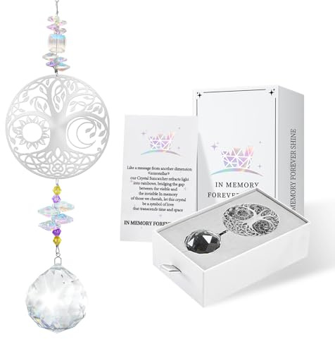Memorial Gifts for Loss of Loved One, Sympathy Gift Crystal Suncatcher Hanging Ornament, Bereavement Gift Ideas, In Loving Memory Gifts, Grief Remembrance Condolences Passed Away Gifts (Tree of Life)