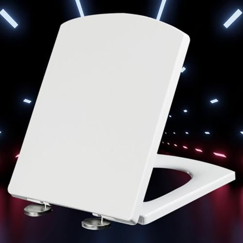 Wc Sitz Hochwertige Absenkautomatik Toilettendeckel Premium Toilettensitz Badinstallationen Rutschfester für Dauerhaften Halt, Klodeckel Easy-Clean,white-34.5 * 43cm