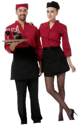 Mikinona Schwarze Taillenschürze Aus Polyester-baumwollmaterial Mit Taschen Für Servierschürze Kochschürze Und Kellnerschürze Kurze Arbeitsschürze Mit Verstellbarem Taillenbund