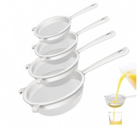 Plastik Küchensieb Kunststoff - 4 Stück Sieb-Filterset in 4 Größen für Tee, Kaffee, Milch, Früchte