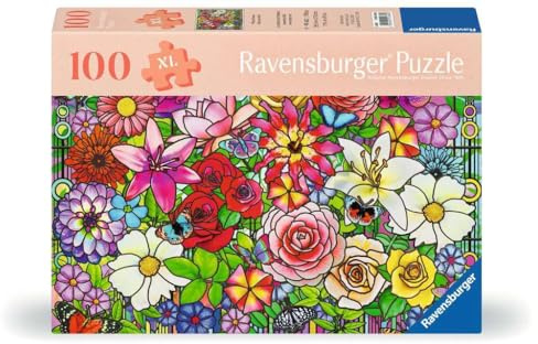 Ravensburger - Puzzle Adulte - 100 pièces - Bien être & Puzzle - Fleurs - Pièces Plus épaisses, Grand modèle d'image et Support Inclus - Puzzle de qualité supérieure fabriqué en Europe - 12001364