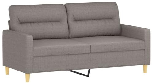 Gecheer Sofa 2 Sitzer mit Zierkissen Gästesofa Modern Couch 2er Sitzsofa Polstersofa Loungesofa Polstermöbel Schlafsofa Bettsofa für Wohnzimmer/Schlafzimmer/Gästezimmer, Taupe 140 cm Stoff