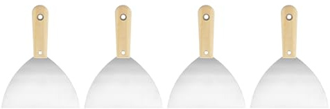 QUARKZMAN 4Pcs Couteau à Enduire en Acier au Carbone 6 Grattoir | pour Papier Peint Grattage Peinture, Manche en Bois Flex
