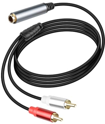 YANBORONSN Câble 6,35 mm femelle vers 2 RCA mâle, câble séparateur en Y audio 1/4 pouce femelle vers 2 RCA mâle, pour téléviseurs, microphones, amplificateurs 1,8 m