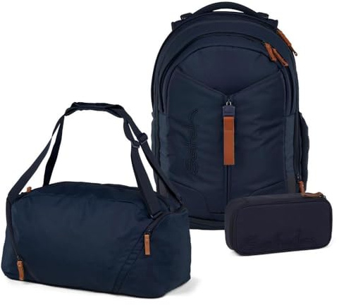 Satch Match Schulrucksack Set 3tlg. inkl. Schlamperbox und Sporttasche (Nordic Blue Skandi Edition)