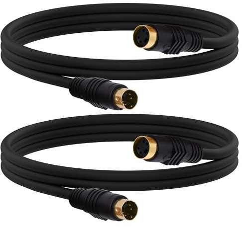 YARCHONN Cavo S-Video a 4 poli, mini DIN SVideo maschio a femmina, cavo di prolunga SVHS lead maschio per HDTV VCR DVD proiettore videocamera – 1,8 m – 2 pezzi (maschio a femmina)