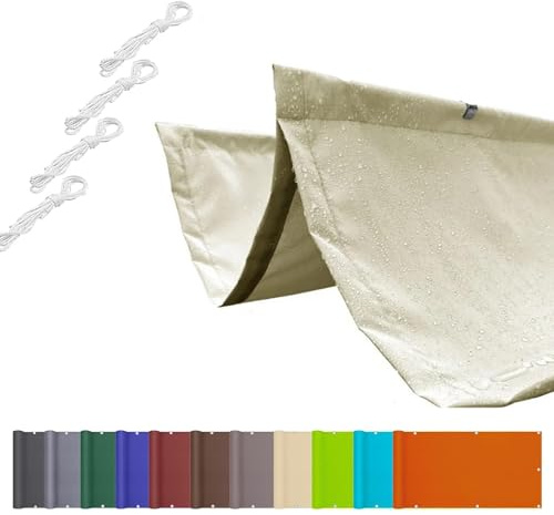 Einziehbare Welle Sonnensegel Wellenmarkise Verstellbar Segeltuch mit Ösen und Kordel UV-Schutz Sonnensegel wasserdicht für Garten Pergola Balkon Terrasse (1x5M,Beige)