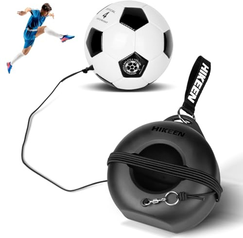 Hikeen Kit Entrainement Foot avec Ballon: Accessoire d'entrainement Football pour Adolescents et Adultes, Football Accessoire Portable avec Base Métallique pour Le Terrain ou Parc (Noir)