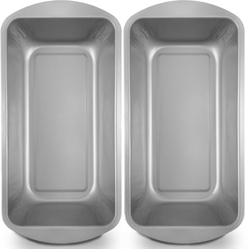 Navoys Confezione da 2 teglie per pagnotta, 25 cm x 13 cm, ideali per cuocere pane, pagnotte, mini pagnotte, fodere per torte, baguette, prodotti essenziali per la cottura, brownie, pane alla banana