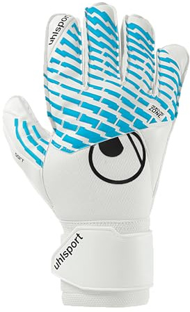uhlsport Fußball Torwarthandschuhe Fangmaschine Cybertec - Soft Pro - Fussball Torhüter-Handschuh für Kinder, 8, weiß/cyberblau/schwarz