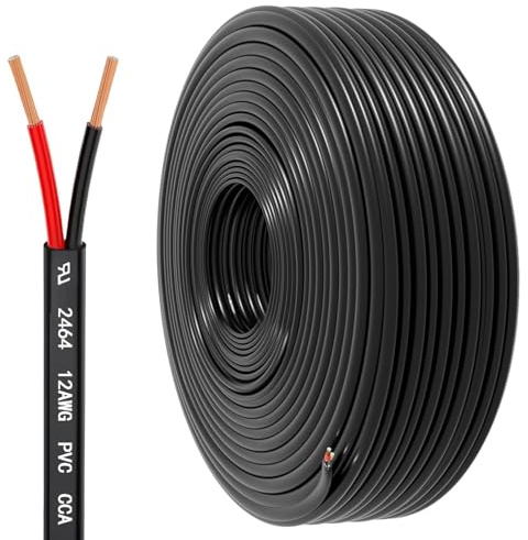 Cable eléctrico de calibre 16, 2 conductores, 16 AWG, 1309 mm², cable de PVC, 12 V/24 V CC de bajo voltaje/cobre revestido de aluminio (CCA) flexible/2 cables para tiras LED de automoción, iluminación