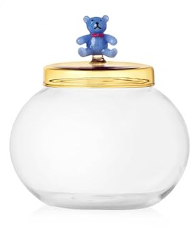 Ichendorf Schiaccianoci Biscottiera Orsetto Azzurro 15x15cm Vetro Borosilicato