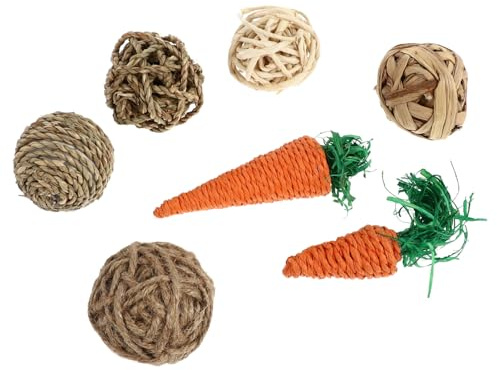 Gadpiparty 7pcs Woven Molar Chewing Ball for Small Pets Rabbit Hamster Chinchilla Dental Care Interactive Play Balls