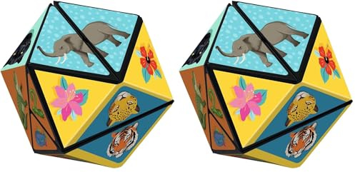 Moses. Magischer Puzzle-Würfel – Im Dschungel, faltbares Fidget Toy mit Tiermotiven, ab 5 Jahren, Knobelspiel, Adventskalender Geschenkidee für Kinder (Packung mit 2)