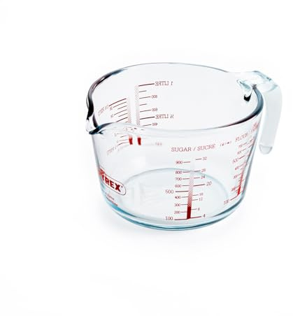 Pyrex Sweet & Savoury Jarra Medidora de Vidrio de Borosilicato, 1L, Resistente a Choques Térmicos hasta 240°C, Fabricada en Francia