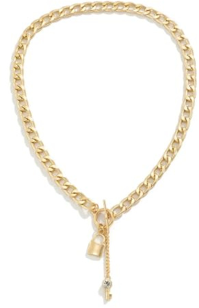 BENHRFTHO Punk Thick Chain with Lock/Key Pendant Necklace for Women Trendy Tassel Chain Necklace on Neck Fashion Choker Jewelry Gifts