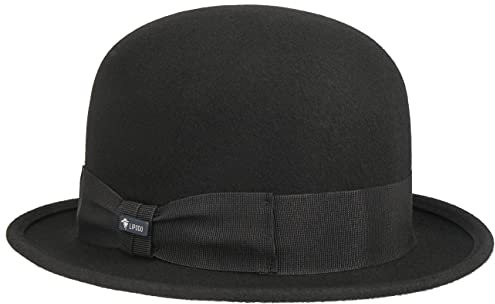 Lipodo Kinder Melone Wollfilzhut Made in Italy Kinderhut mit Stretchfutterband Filzhut aus Wollfilz Ripsgarnitur Sommer Winter schwarz 55 cm