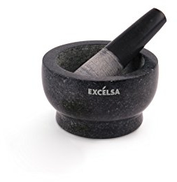 Excelsa Pesto Mortaio con Pestello, Granito, Nero, 400 ml