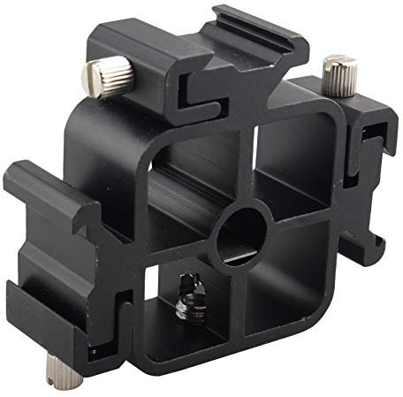 Jopto Staffa multifunzione tripla per flash a slitta fredda in alluminio, staffa per ombrello, supporto per scarpa, adattatore regolabile per monitor Speedlight, registratore microfono