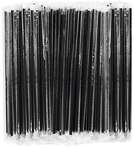 200 Pcs Individually Packaged Black Plastic Extra Long Flexible Disposable Drinking Straws.(0.23'' diameter and 10.2 long) (Black)