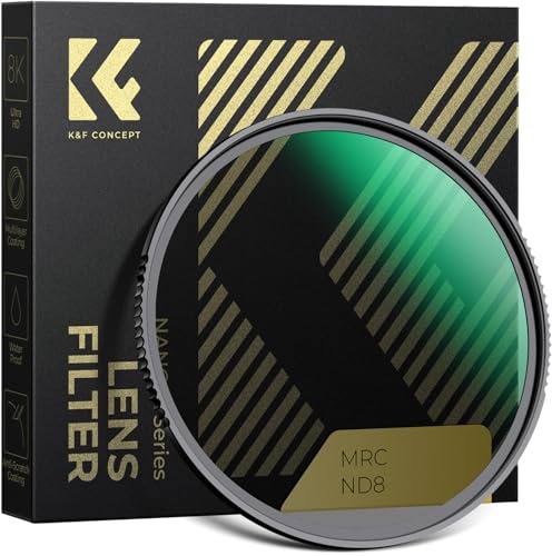 K&F CONCEPT 77mm ND8 (3-Stop Fixed Neutral Density Filter) ND Lens Filter, 28 Multi-Layer Coatings HD Hydrophobic Ultra Slim Nano-X Series Filter for Camera Lens