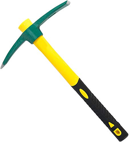 ZEONHEI 17.7 Inch Pick Mattock Hoe Heavy Duty, Gardening Hand Pick with Shock Absorption Rubber Handle and Forged Head, Pick Axe Hand Tool for Digging Weeding Prospecting Camping