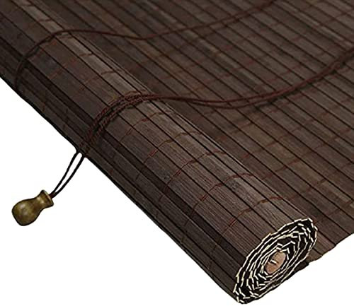 Retro Bambus Rollo Jalousine Bambusrollo,Braun Holzrollos Bambus Raffrollo,Sichtschutz,Blickdicht Fenster-Rollo,Lichtfilter-Rollo,Verdunkelung Schnurzugrollo Für Innen Außen (W100xH140cm/39x55in)