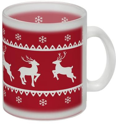 Weihnachten Glas Tasse mit Rentieren für die schönste Zeit des Jahres als Geschenk für Freunde und Familie zum Wichteln für Glühwein oder Punsch Glas Tasse Egal ob du Glühwein,