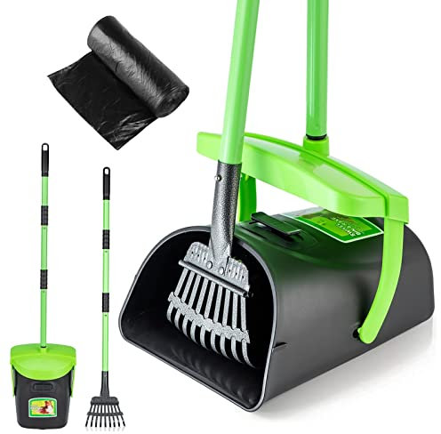 MXF Pooper Scooper Swivel Bin & Rake Kit mit 20 Kotbeuteln, 93 cm Langer Griff, verstellbar, tragbar, Nicht zerbrechlich, Hundekotschaufel für große, mittelgroße und kleine Hunde, Hof, Hundehütte