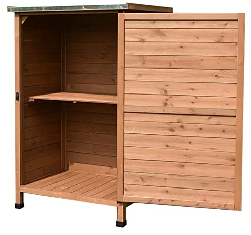 Brustmuskeldilatator Gartenschuppen für den Außenbereich, Werkzeugschrank aus Holz mit Dach aus verzinktem Eisen, Aufbewahrungsbox für die Gartenterrasse im Freien, wasserdichter Geräteschuppen mit 2-
