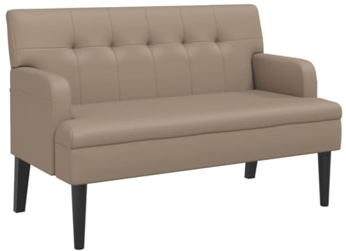 vidaXL Sitzbank mit Rückenlehne Cappuccino 112x65,5x75 cm Kunstleder
