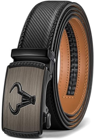 BULLIANT Men's Belt – Ratchet Leather Belt for Men Dress and Casual Pants Jeans 1 3/8 (Black,32-38 Waist Adjustable)