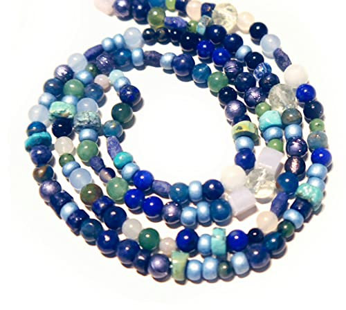 Edelstein Brillenkette Türkis Lapis Chalcedon blau weiß DisplayLength 60