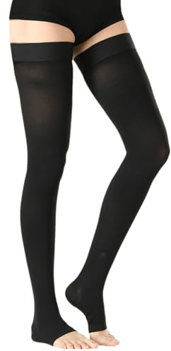 ZOECALA Thigh High Medical Compression Stockings for Women & Men,20-30 mmHg Thigh High Compression Socks,Open Toe Graduated Support Hose with Silicone Dot Band-Ideal for Varicose Veins,Edema,Swelling