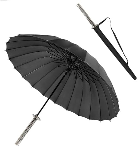 YAIUNHIQ Samurai-Schwert-Regenschirm aus Metall mit langem Griff | winddichter Outdoor-Regenschirm