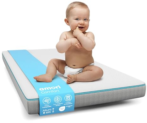 AMORI Babymatratze 70x140 – 8 cm Dicke Baby Bett Matratze – Oeko-TEX Zertifiziert – Matratze 70x140 für Kindermatratze – Kinderbett Atmungsaktiv & Hypoallergen Comfort