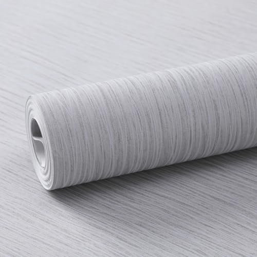 Tarwanear 0.53x9.5m Light Grey Thick Striped Textured Wallpaper,Plain Non-Woven Wall Paper Roll Minimalist Wallpaper Wall Panel Modern Feature Decoration for Living Room Hallway Stairs Lounge