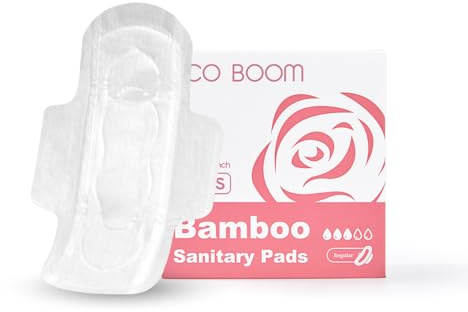 ECO BOOM Sanitary Pads for Women, Bamboo Viscose, Chlorine and Fragrance Free, with Wings (Regular)