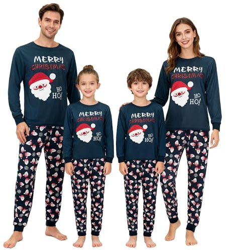 GRPSKCOS Julpyjamas för familj, julmatchande familjepyjamasset, jul jultomten pyjamas nattkläder för män kvinnor vuxna barn, 01 Marinblå jultomte, 3 år