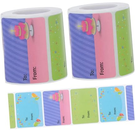 CAXUSD Aufkleber Für Geburtstagsgeschenke Etiketten Zum Ausdrucken Geschenkanhänger Für Feiertage Dekorative Aufkleber Für Geschenkboxen 2 Rollen Namensaufkleber