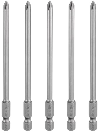 QUARKZMAN 5Pcs Embout de Tournevis Cruciforme Phillips #1 Ph1 Tige Hexagonale de 1/4 4,33 (110mm) de Long en Acier S2 Magnétique pour Perceuse 0,177 (4,5mm) de Diamètre de Tige