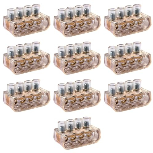 10 Morsetti forbox 4 poli, sezione 4x 10mm² 10mmq, 4 fori, morsetto per cablaggio forbox, campanelle, in policarbonato e ottone, per scatole di derivazione, 450V 76A