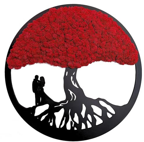 Scandinavian Moss Moosbilder in Form Eines Baumes - Schön Aussehender Wand Baum - Bringen Sie Leben Ihre Wohnung - Wandbild aus Natürlichen Rohstoffen und Deko Moos 50cm