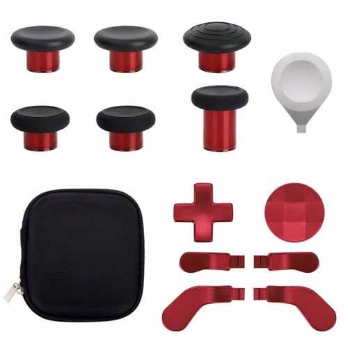 Baguettes métalliques 13 en 1 pour manette Xbox One Elite Series 2 avec 6 joysticks, 4 pagaies, 2 D-Pads, 1 outil de réglage (rouge)