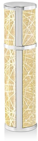 ASADAYS Parfümzerstäuber mit Magnetverschluss & Nebelfunktion 8ML Tragbarer Parfümspender aus Leder für Reise und Alltag (ST-Lightning Gold-5ML)