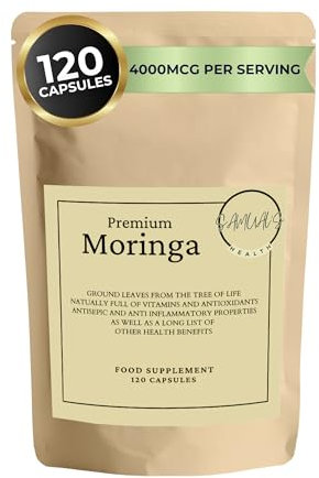 Moringa Capsules 4000mg – Organic Moringa Leaf Capsules High Strength – Pure Moringa Tablets UK Made – Natural Vegan Antioxidants – No Fillers or Binders, Just Organic Pure Moringa Capsules