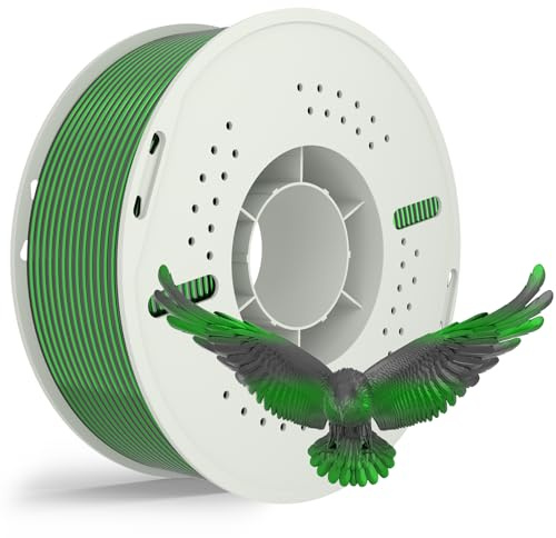 NevsBye Silk PLA 3D Drucker Filament 1.75mm, 1kg Pappspule, Maßgenauigkeit +/- 0.02mm, passend für die meisten FDM Drucker, verhedderungsfrei für reibungsloses Drucken (SchwarzGrün)