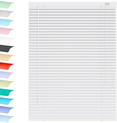 Aluminum Mini Blinds for Indoor Windows, 1 Cordless Slat Horizontal Venetian Blind & Shades, 20 32 40 48 60 64 70'' Blackout Window Blinds for Home Office Bathroom